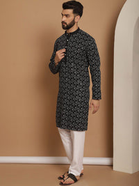 Anouk Ethnic Motifs Mandarin Collar Long Sleeves Pure Cotton Kurta Set