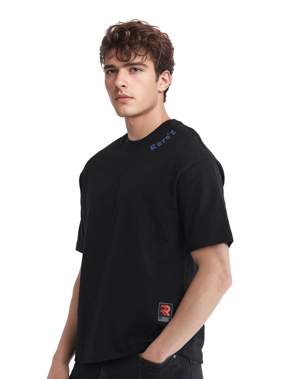 RARE RABBIT Men Graphic Printed Round Neck Cotton Oversized T-shirt