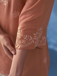Anouk Floral Embroidered Notch Neck Straight Kurti