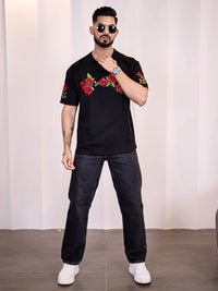 Eszett Lelaki Floral Printed Leher Bulat Kapas Bersaiz Besar T-shirt