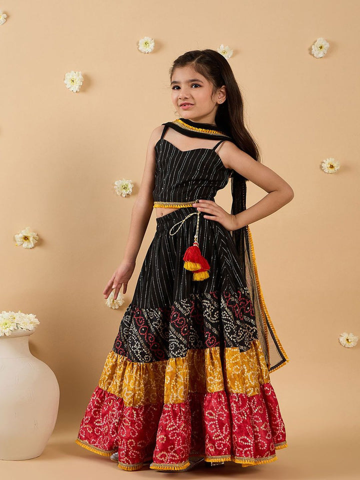 pspeaches Girls Printed Ready to Wear Lehenga & Blouse With Dupatta