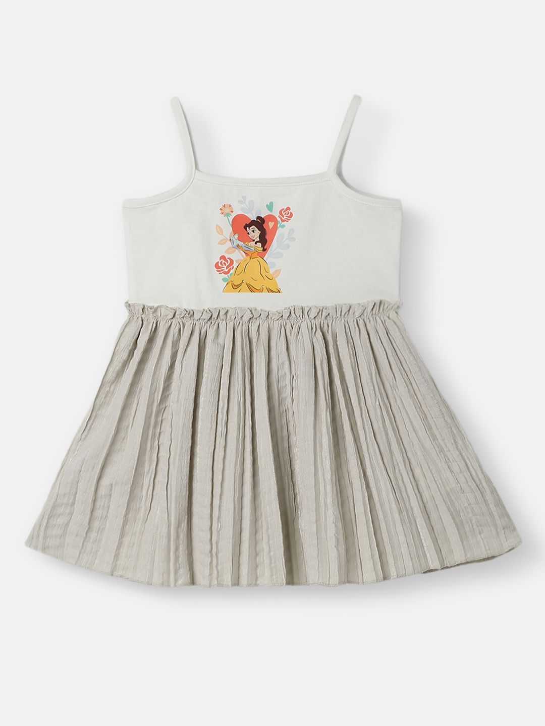 Nauti Nati Girls' Poplin Mickey Mouse Embroidered Badge Fit-Flare Dress