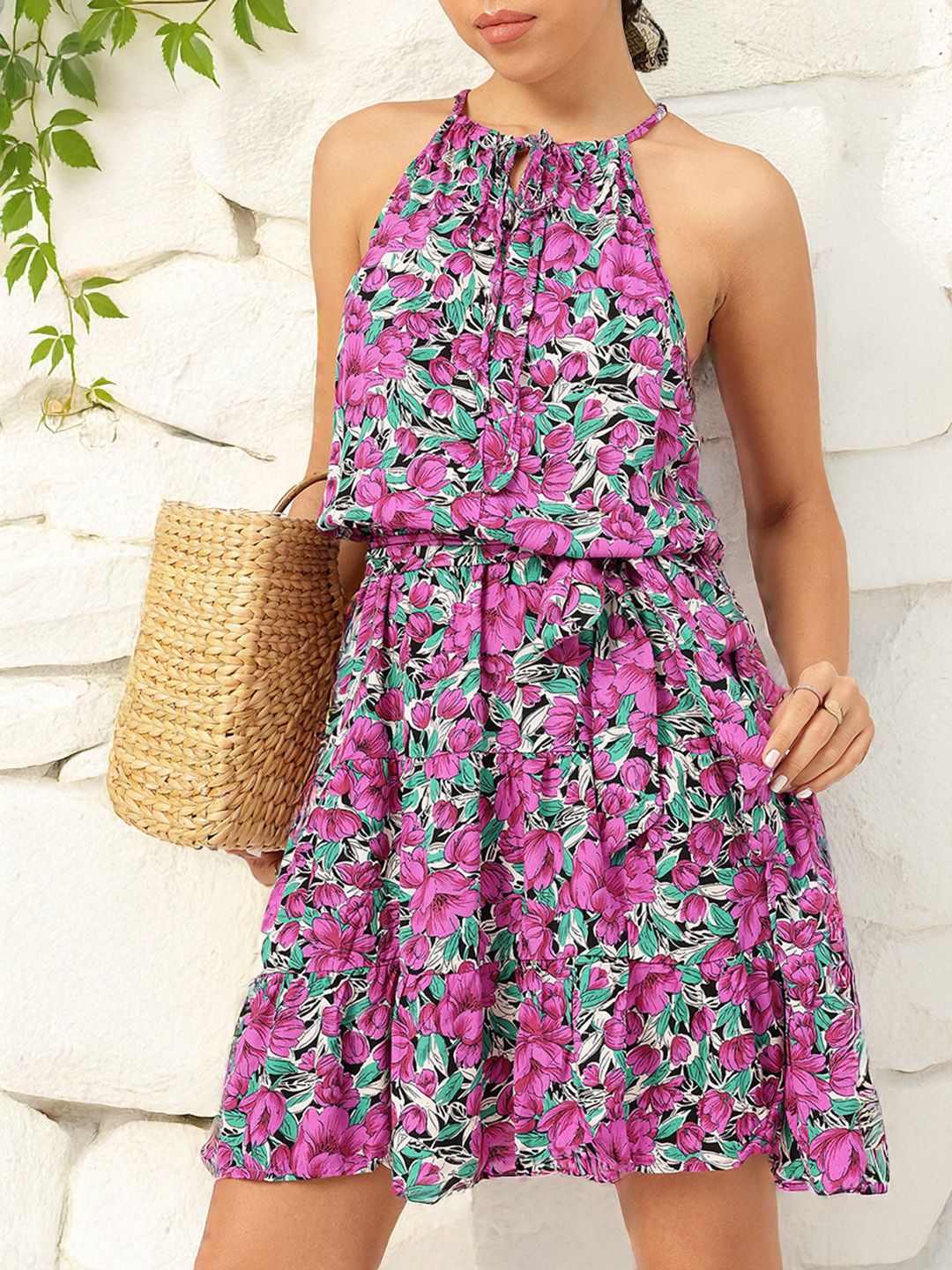 DressBerry Floral Fantasy Printed Fit & Flare Dress