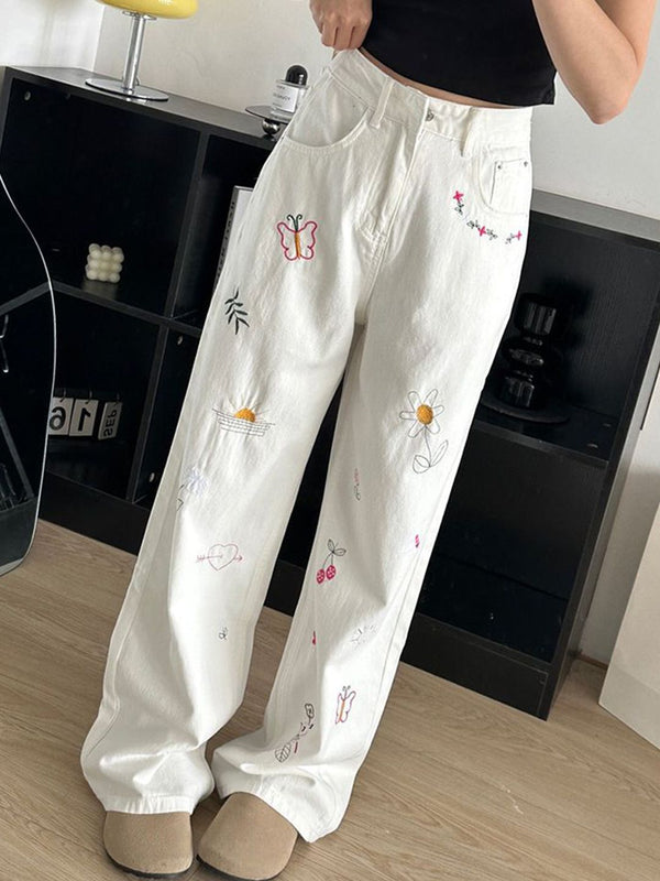 DressBerry Women Wide Leg High-Rise Cotton Jeans