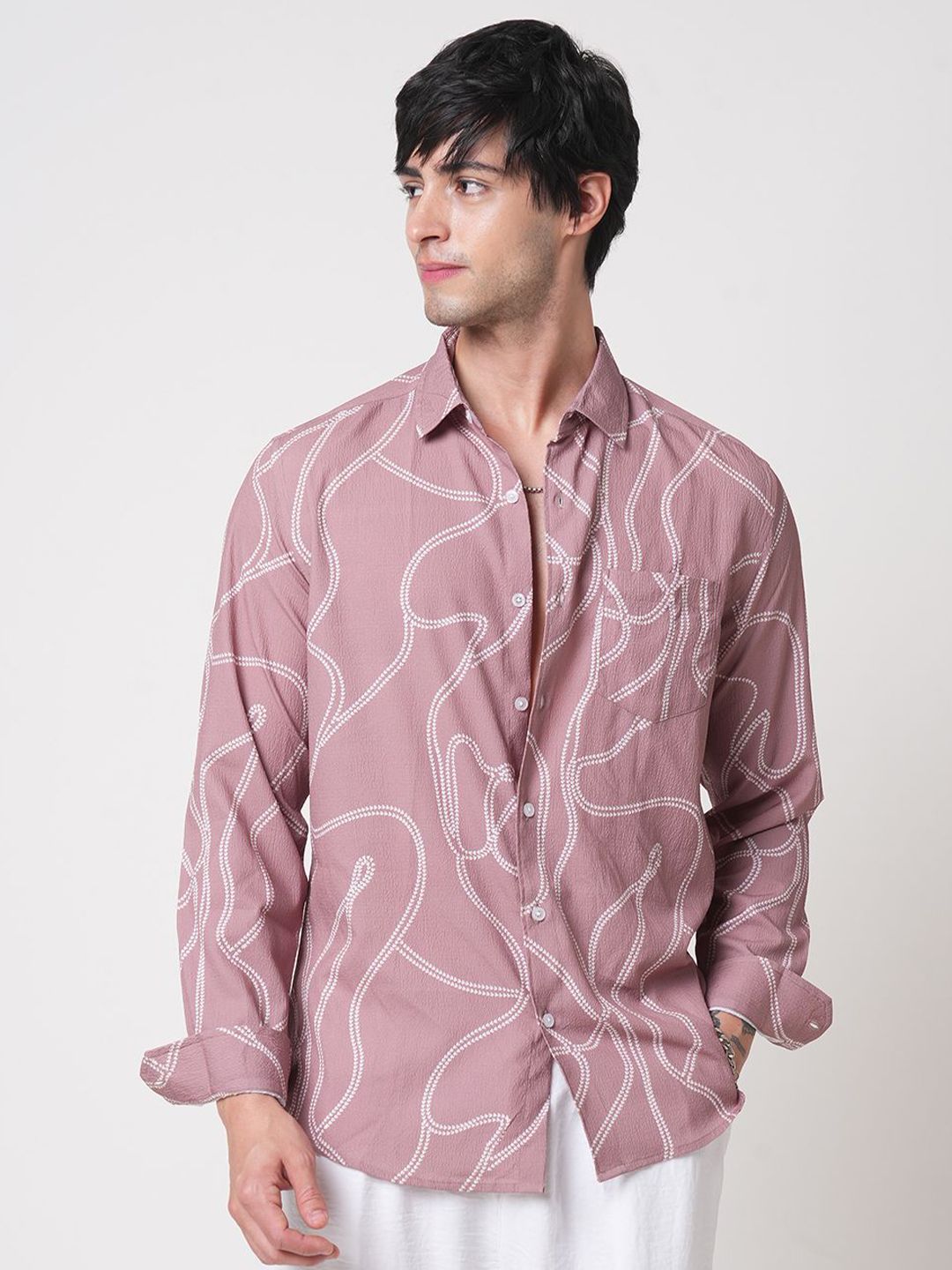 VASTRADO Men Classic Slim Fit Opaque Printed Casual Shirt