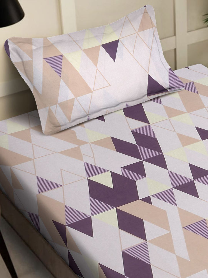 Myntra Elegant Homes Geometric 400 TC Pure Cotton Single Bedsheet With 1 Pillow Cover