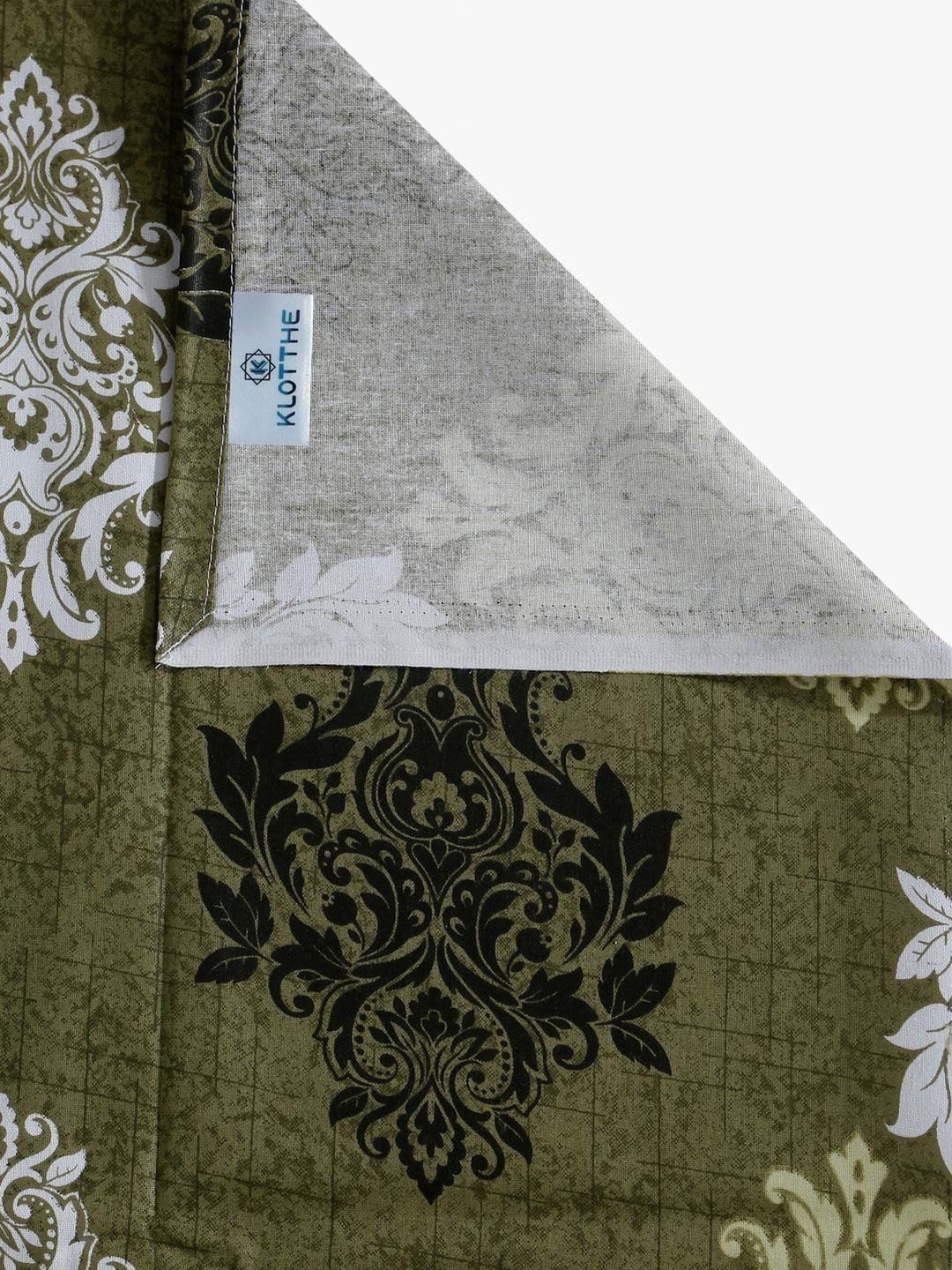 KLOTTHE Olive Floral Cotton Single Bedsheets