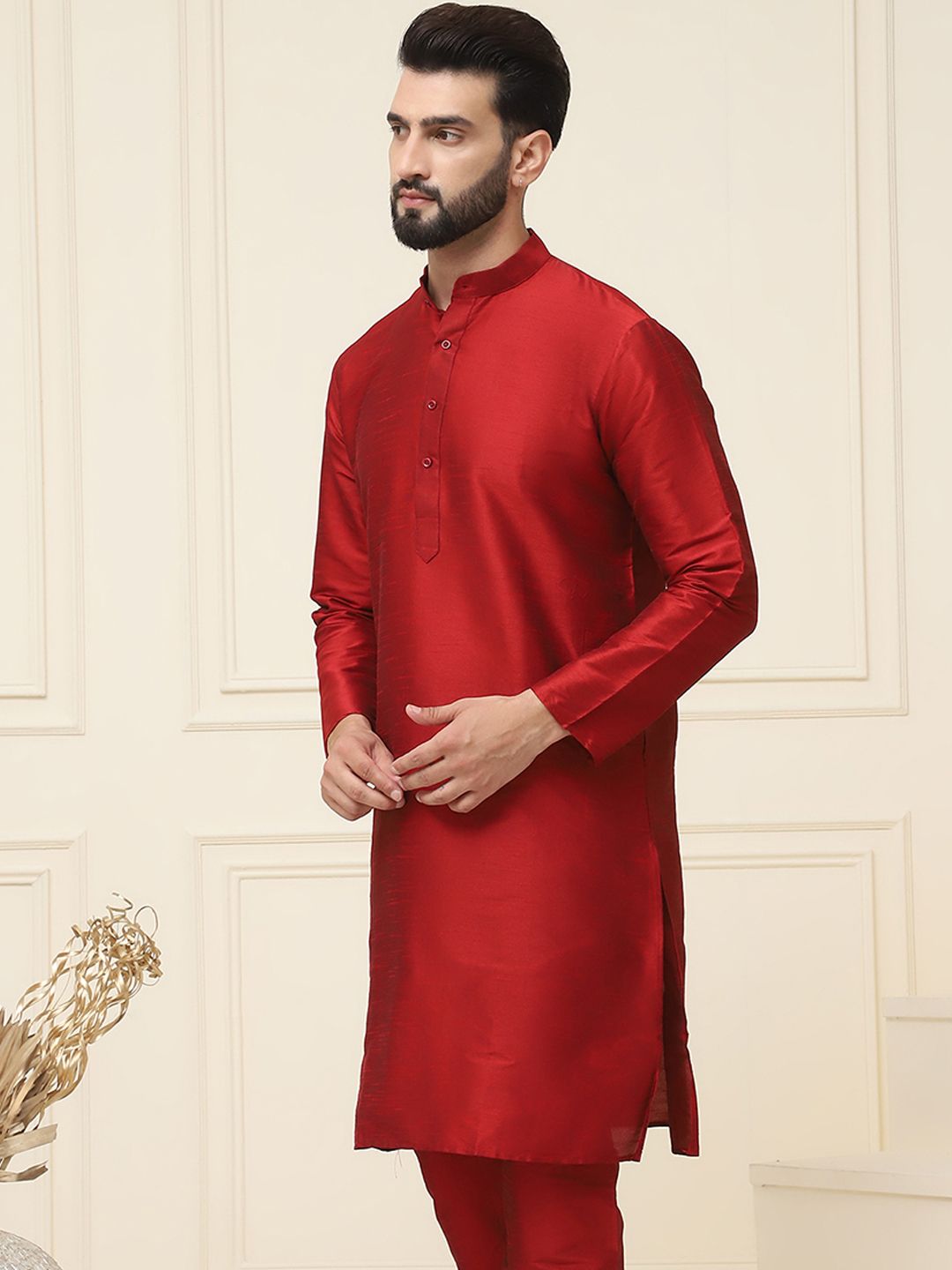 SOJANYA Band Collar Straight Kurta