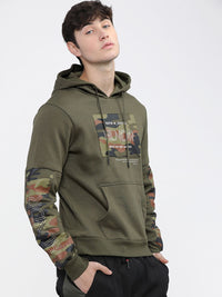 HIGHLANDER Men Typography Printed Hood Cotton Pullover Sweatshirt
