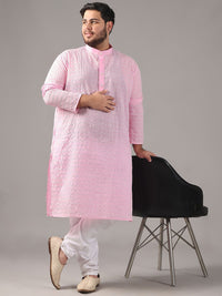 SOJANYA PLUS Plus Size Men Ethnic Motifs Embroidered Pure Cotton Kurta With Pyjamas