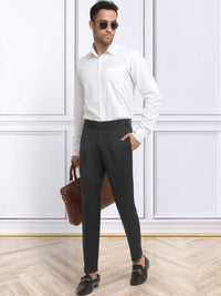 KLOTTHE Men Textured Slim Fit Easy Wash Pleated Trousers