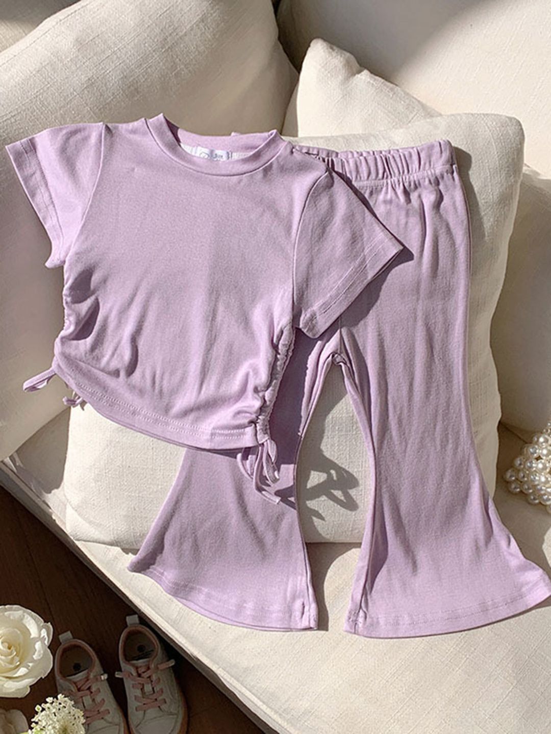 YK Girls Short Sleeve Top & Trousers Clothing Set