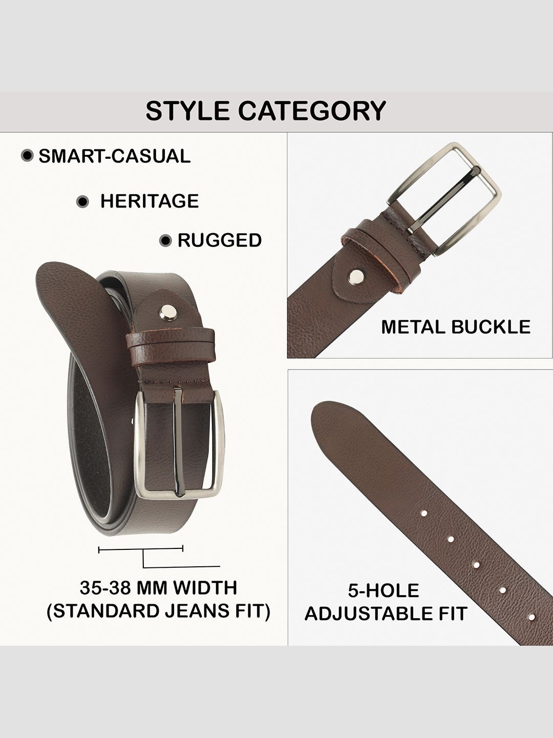 Teakwood Leathers Men Textured Leather Formal Belt
