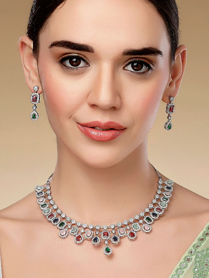 KARATCART Cubic Zirconia Studded Alloy Jewellery Set