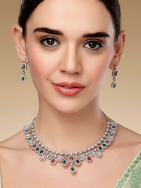 KARATCART Cubic Zirconia Studded Alloy Jewellery Set