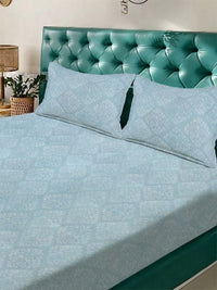KLOTTHE Sky Blue Timbul Dilengkapi 300 TC Cadar King & 2 Sarung Bantal- 2.5 m x 2.25 m