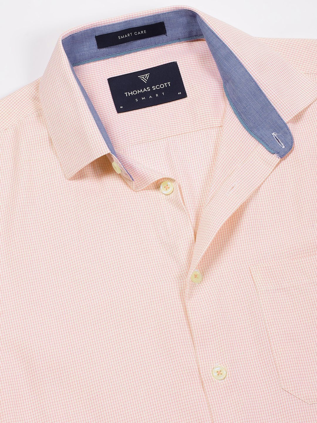 Thomas Scott Men Smart Cutaway Collar Micro Checked Cotton Formal Shirt