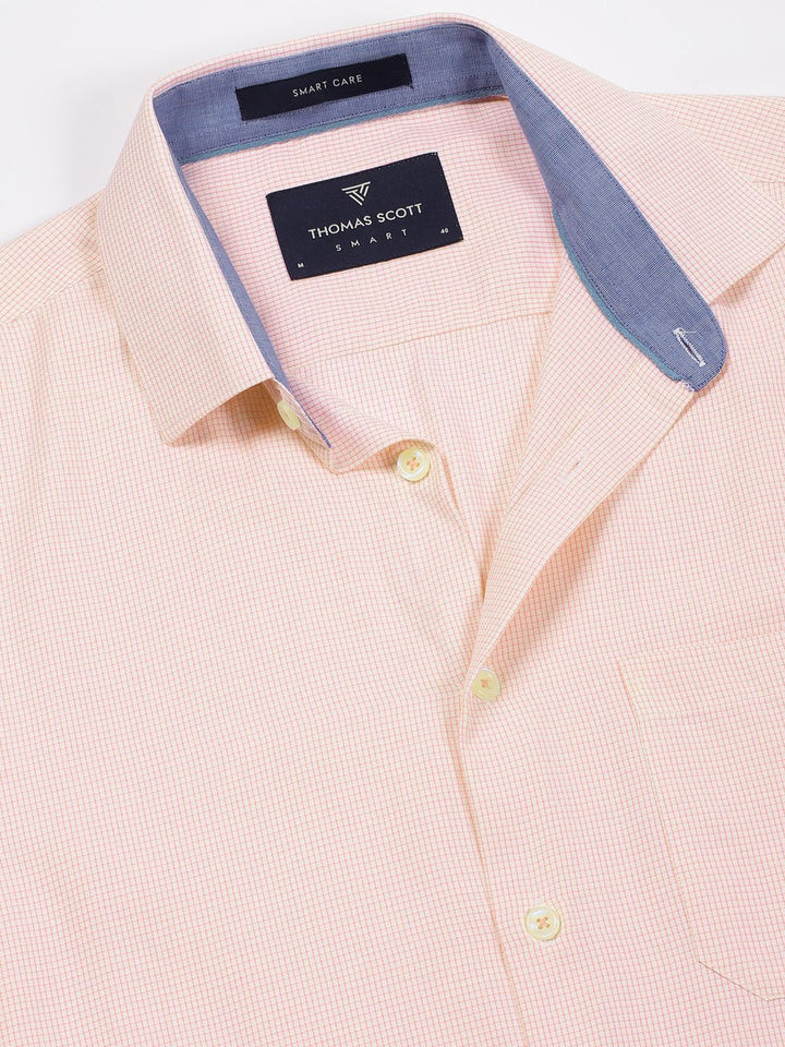Thomas Scott Men Smart Cutaway Collar Micro Checked Cotton Formal Shirt