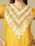 Mamicha Women Leheriya Dyed Regular Thread Work Kurta with Dhoti Pants