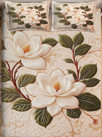 Myntra Elegant Homes Cream Floral 400 TC Cadar 7D King Dengan 2 Sarung Bantal 98''x 88''