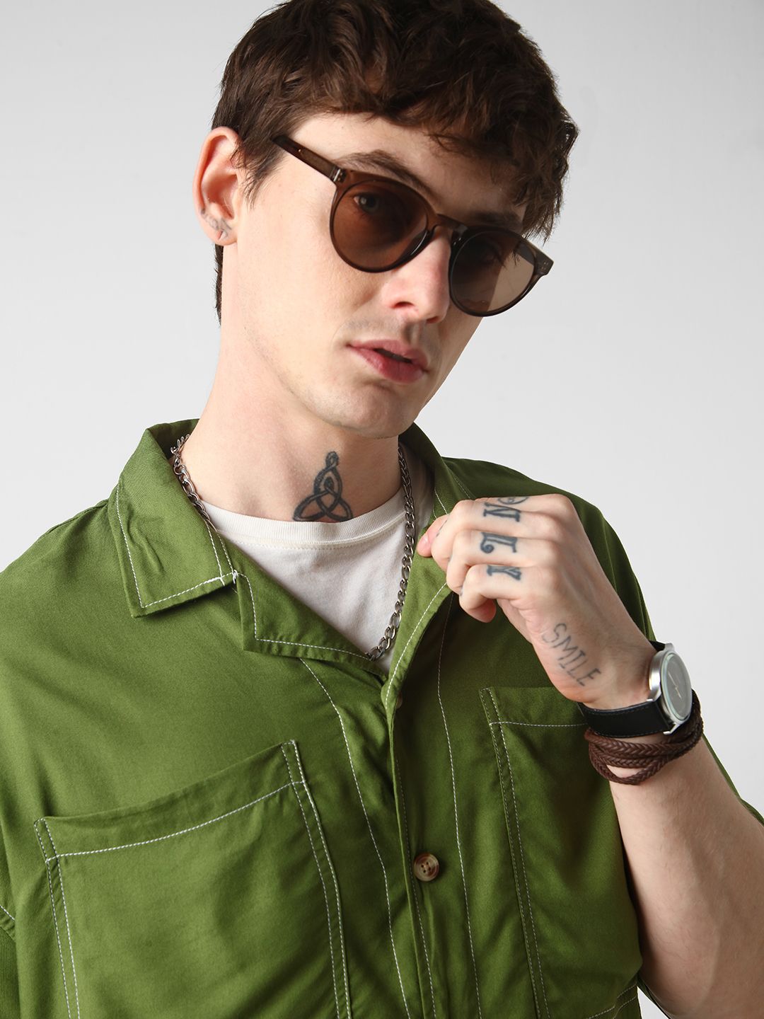 VASTRADO Men Classic Cuban Collar Opaque Oversized Casual Shirt