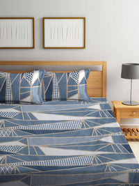 Myntra Elegant Homes Grey & White Geometric Printed Dilengkapi 300 TC King Bedsheet dengan 2 Sarung Bantal