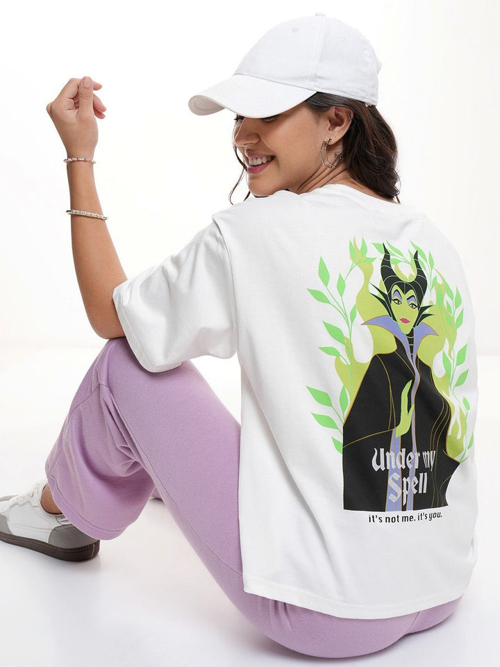 Tokyo Talkies Women Disney Villain Sequinned Boxy Cotton Tshirt
