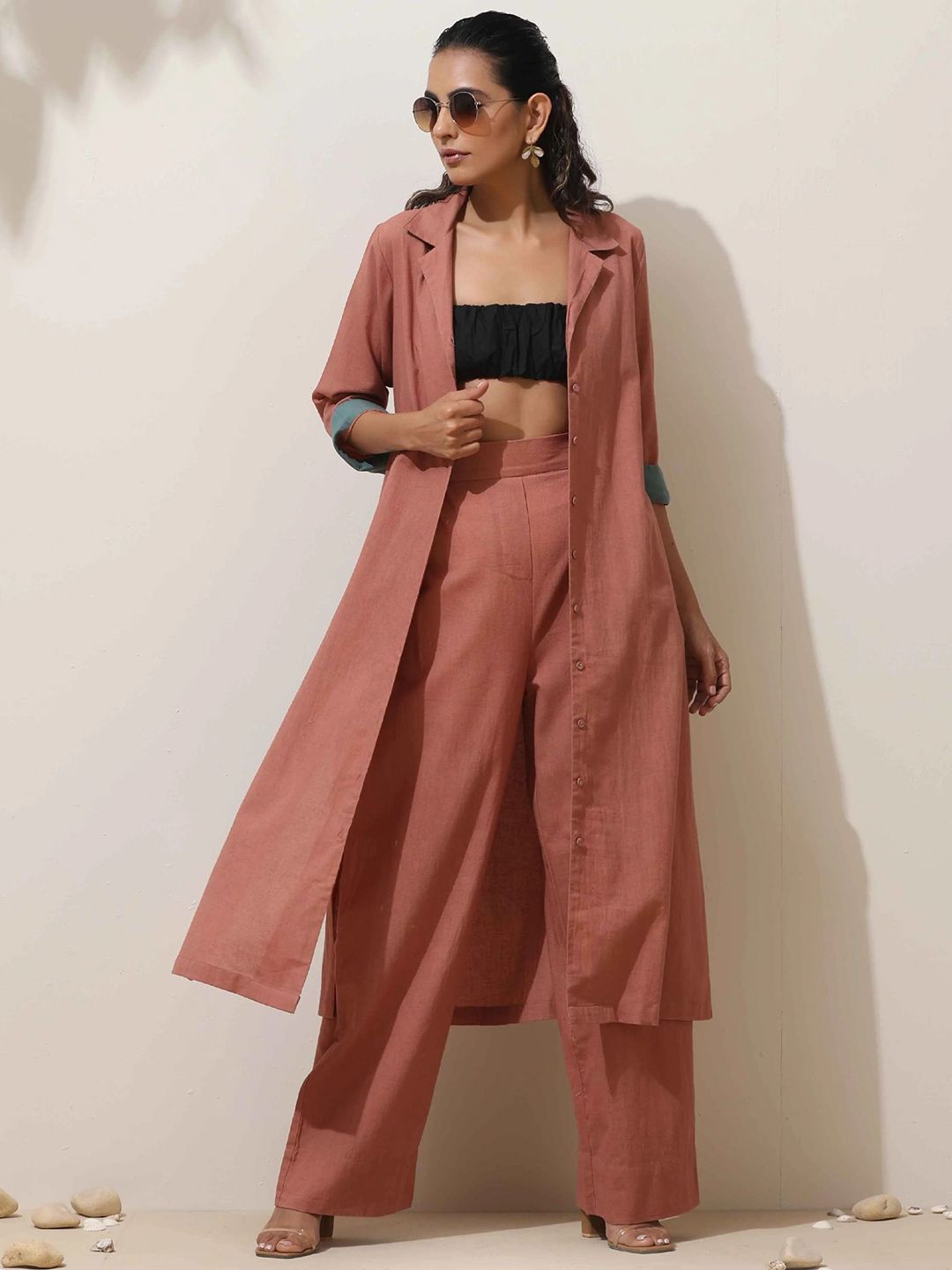 Truebrowns Wanita Pepejal Kurta dengan Palazzo