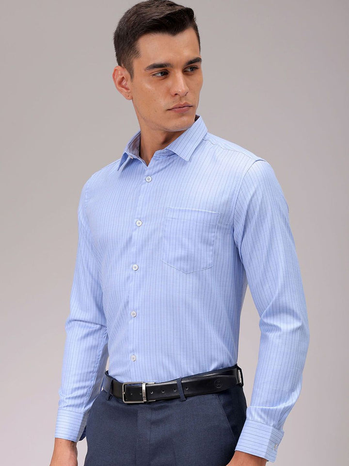 The Indian Garage Co. X Luxe Men Cutaway Collar Pinstripes Striped Slim Fit Formal Shirt