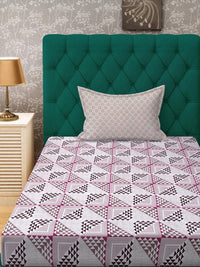 KLOTTHE Pink Geometric Cotton Single Bedsheets