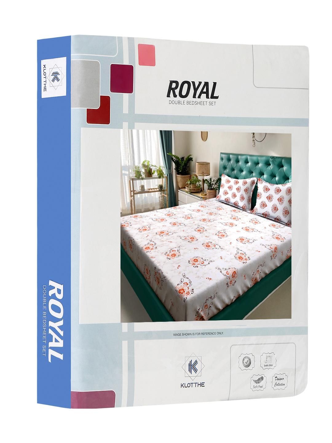 KLOTTHE Bunga Oren 400 TC Cadar King dengan 2 Sarung Bantal