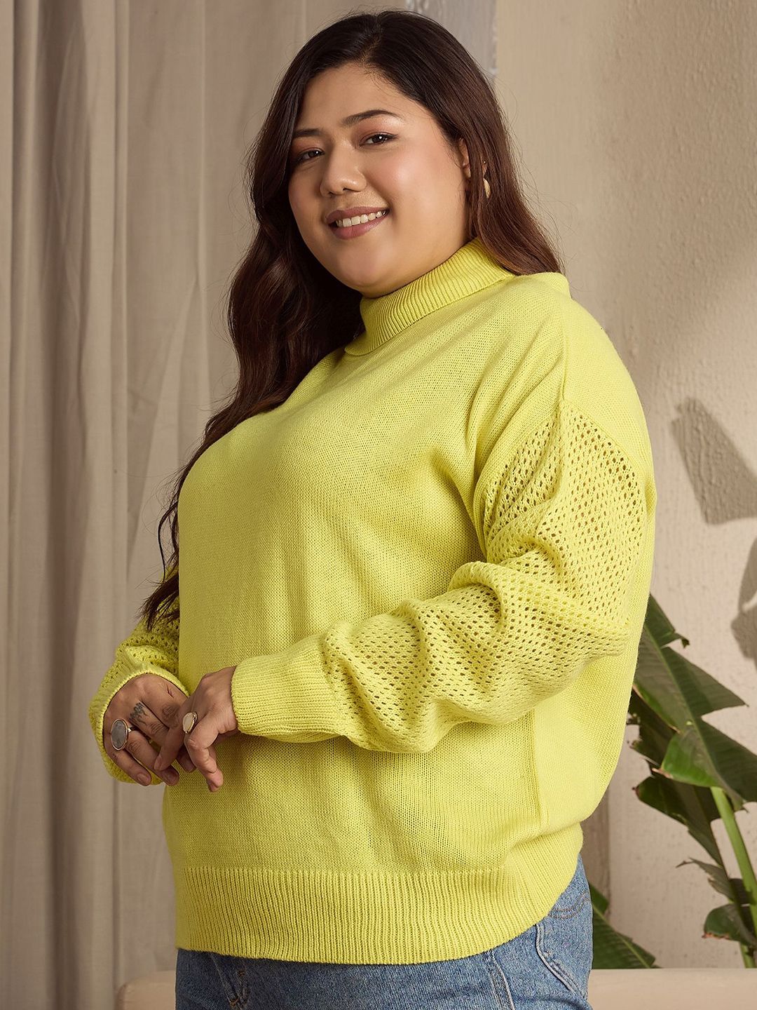 Berrylush Curve Women Plus Size Turtle Neck Pullover Sweater