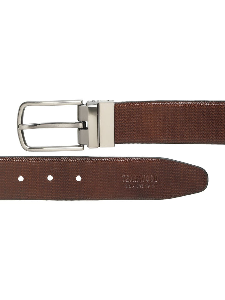 Teakwood Leathers Men Textured Leather Reversible Formal Belt