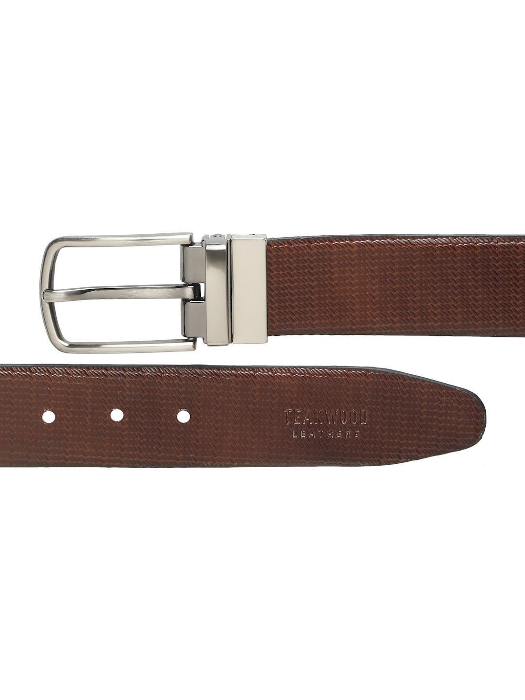 Teakwood Leathers Men Textured Leather Reversible Formal Belt