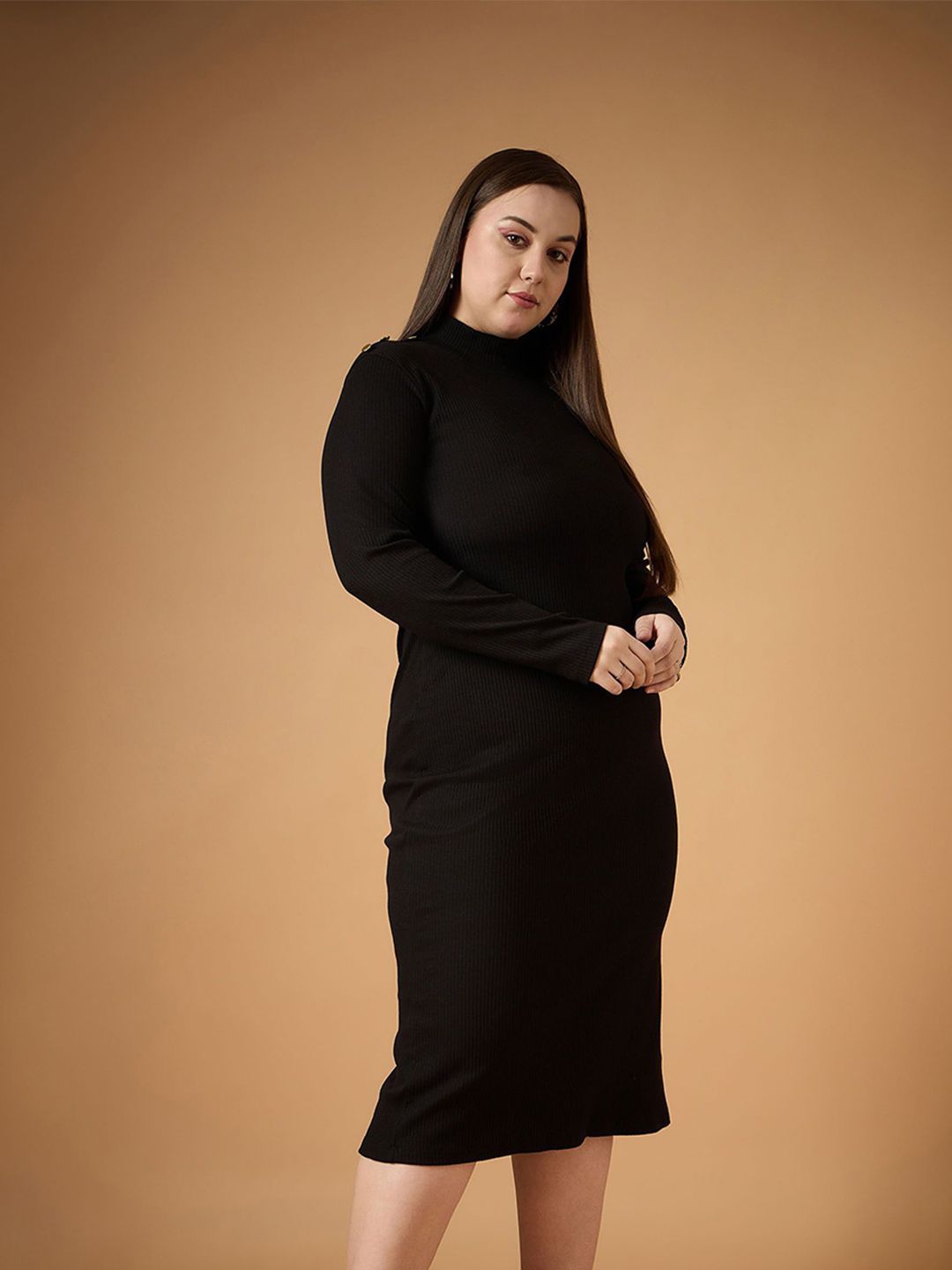 SASSAFRAS Curve Bodycon Midi Dress