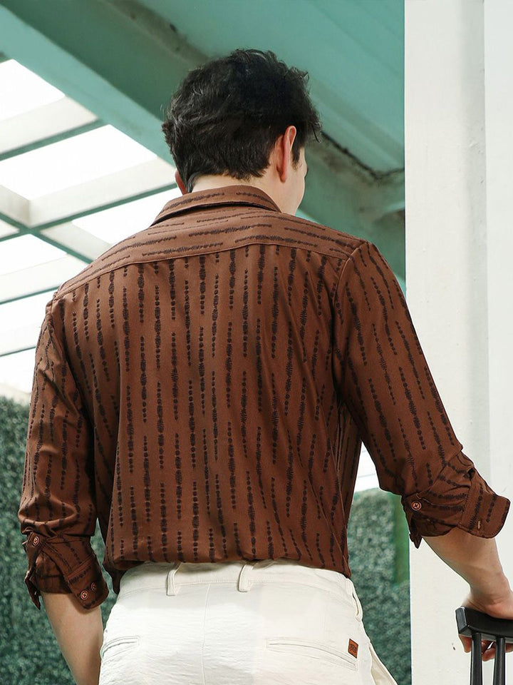 Campus Sutra Comfort Abstract Printed Spread Collar Cotton Casual Shirt