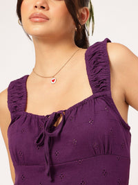 DressBerry Schiffli Love Embroidered Tie-Up Top