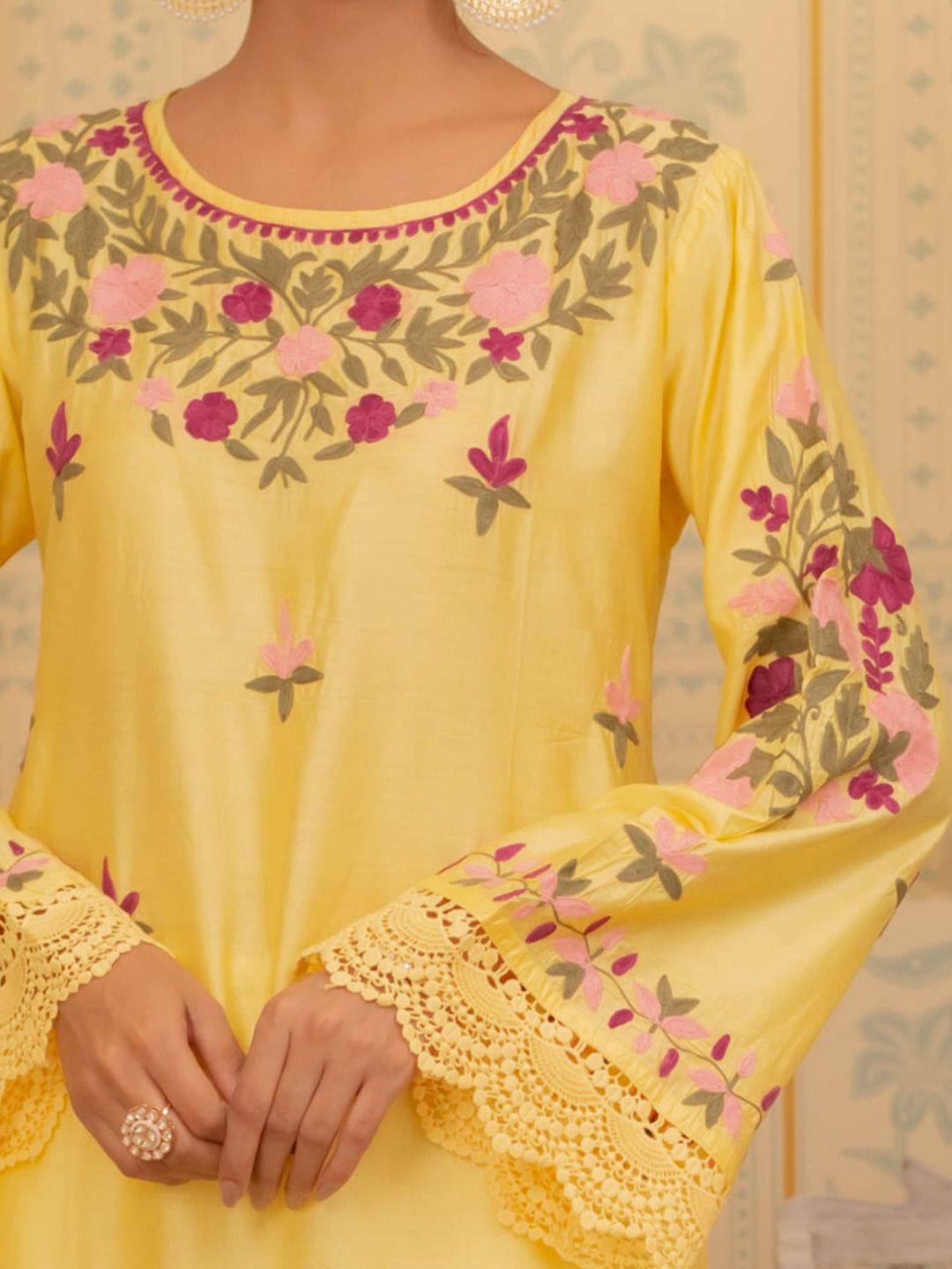 HOUSE OF KARI Women Chanderi Silk Kurta with Aari work