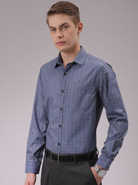 The Indian Garage Co. X Luxe Men Cutaway Collar Checked Slim Fit Formal Shirt