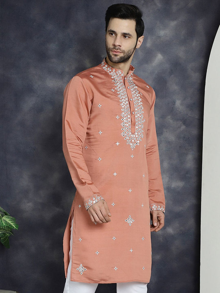Jompers Embroidered Mandarin Collar Thread Work Kurta
