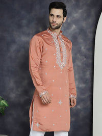 Jompers Embroidered Mandarin Collar Thread Work Kurta
