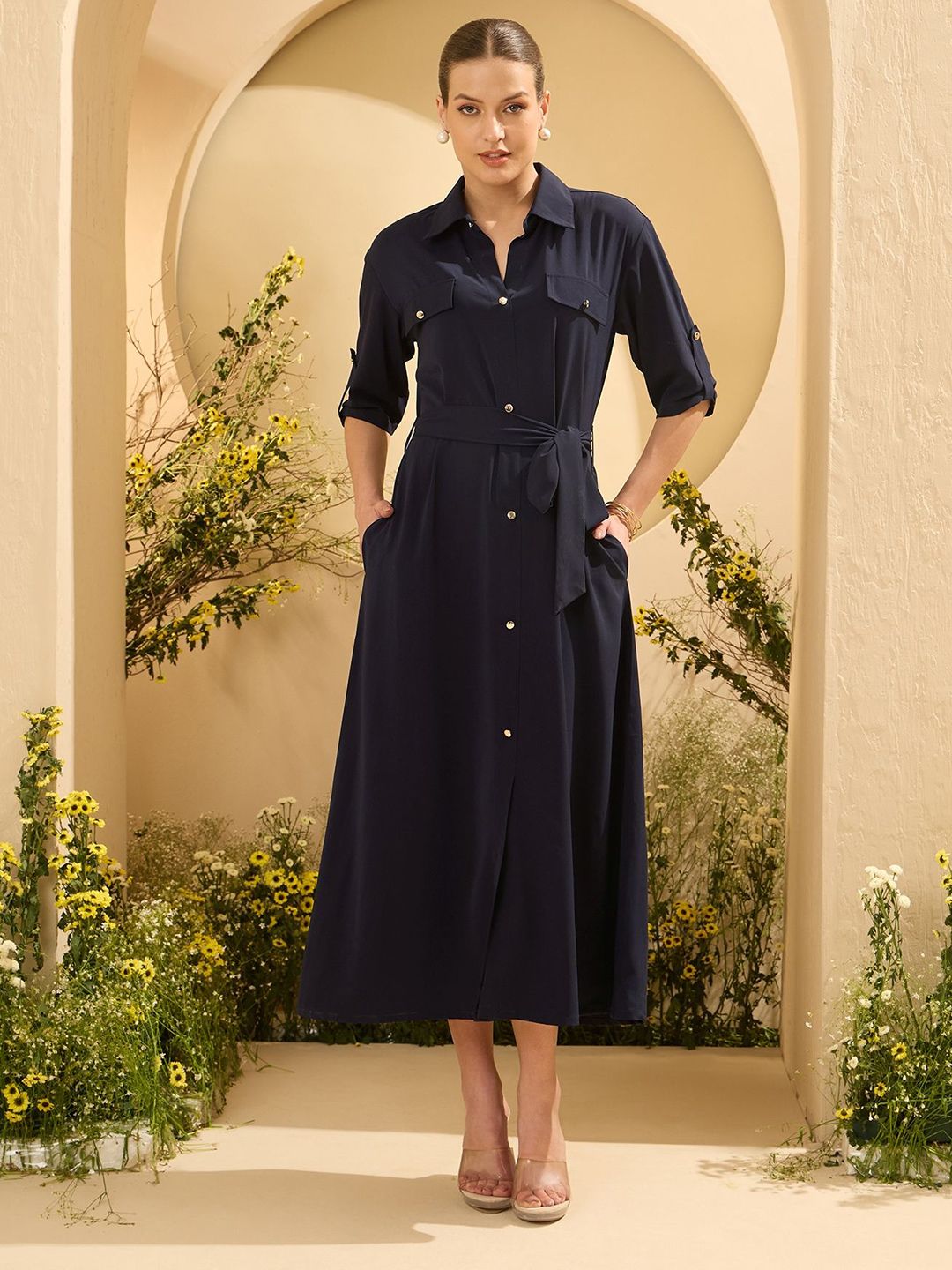 Antheaa Women Shirt Midi Dress