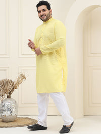 SOJANYA PLUS Floral Embroidered Chikankari Pure Cotton Straight Kurta With Pyjama
