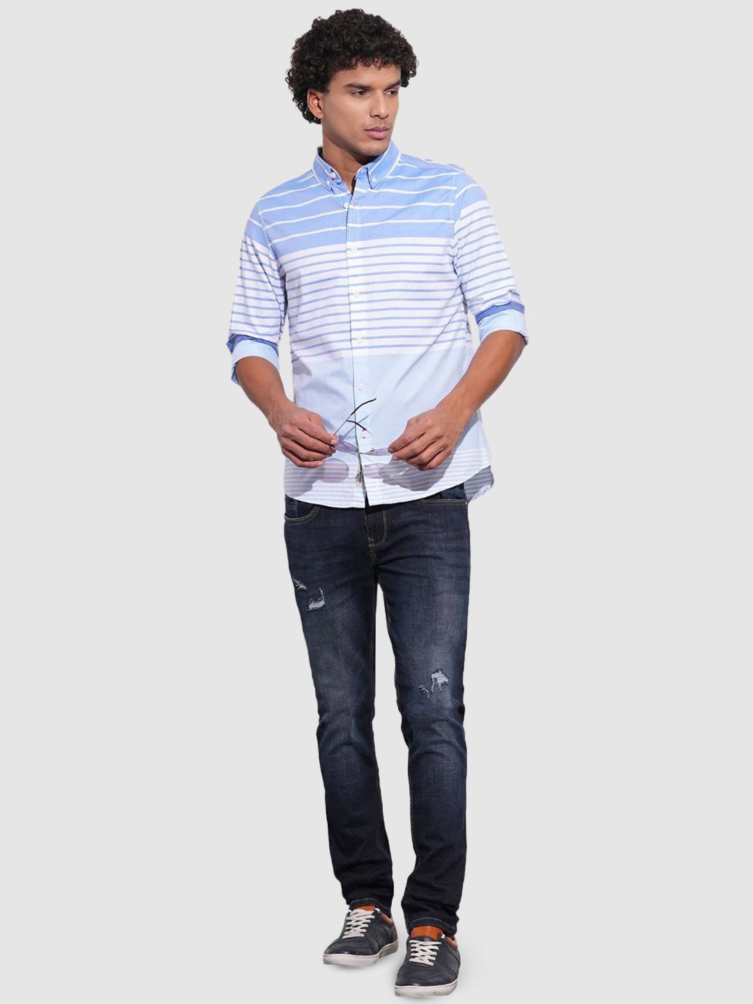 Being Human Men Classic Slim Fit Horizontal Stripes Opaque Striped Casual Shirt
