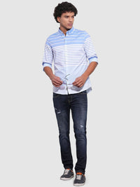 Being Human Men Classic Slim Fit Horizontal Stripes Opaque Striped Casual Shirt