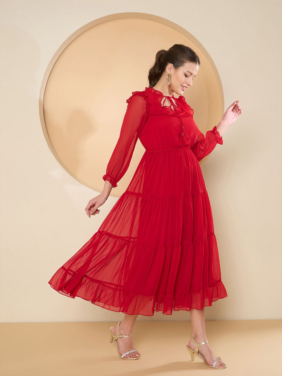 Antheaa Chiffon A-Line Maxi Dress