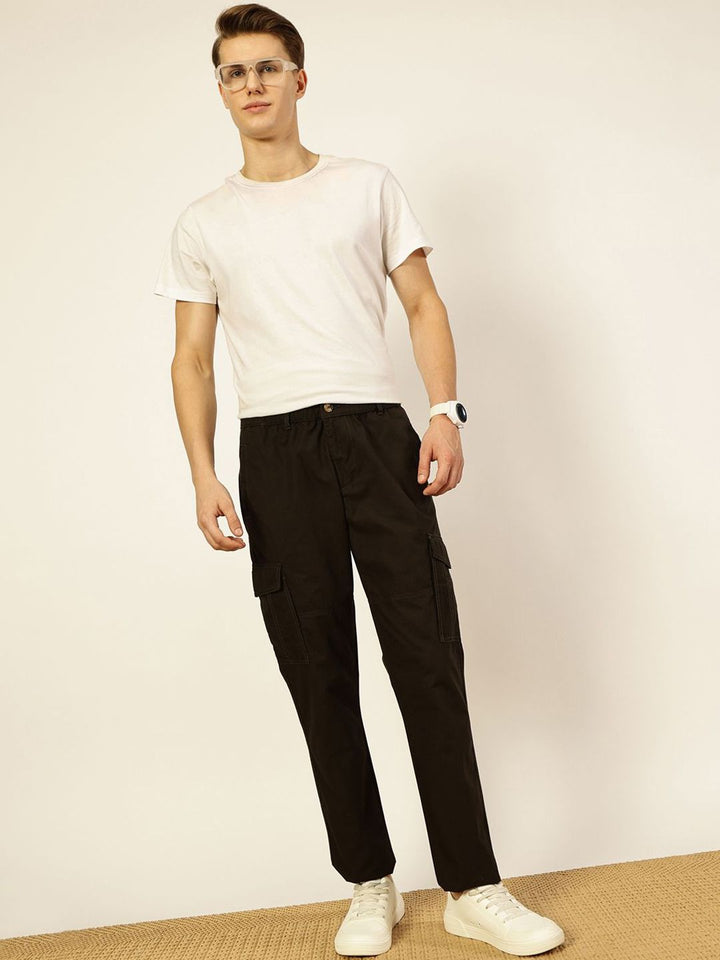 Thomas Scott Men Smart Slim Fit Easy Wash Cargos Trousers