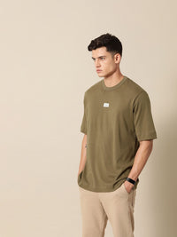 Mr Bowerbird Solid Pure Cotton Casual Oversized T-shirt With Patchwork Detail