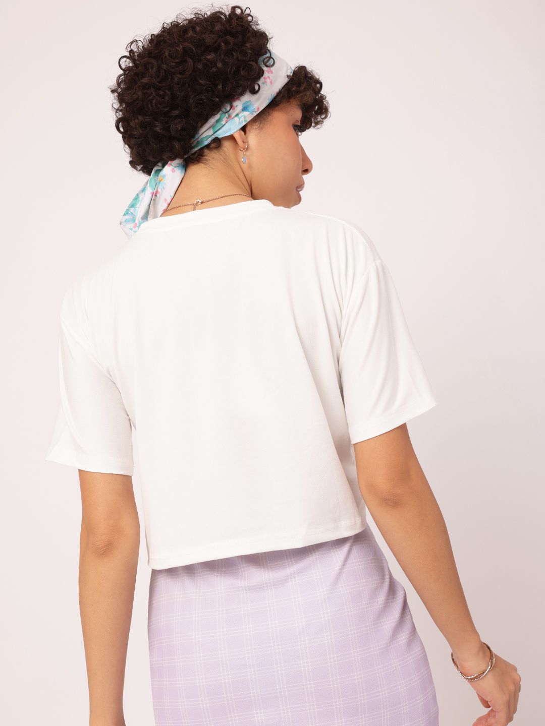 DressBerry Knit City Vibes Print Ruched Crop Boxy T-shirt