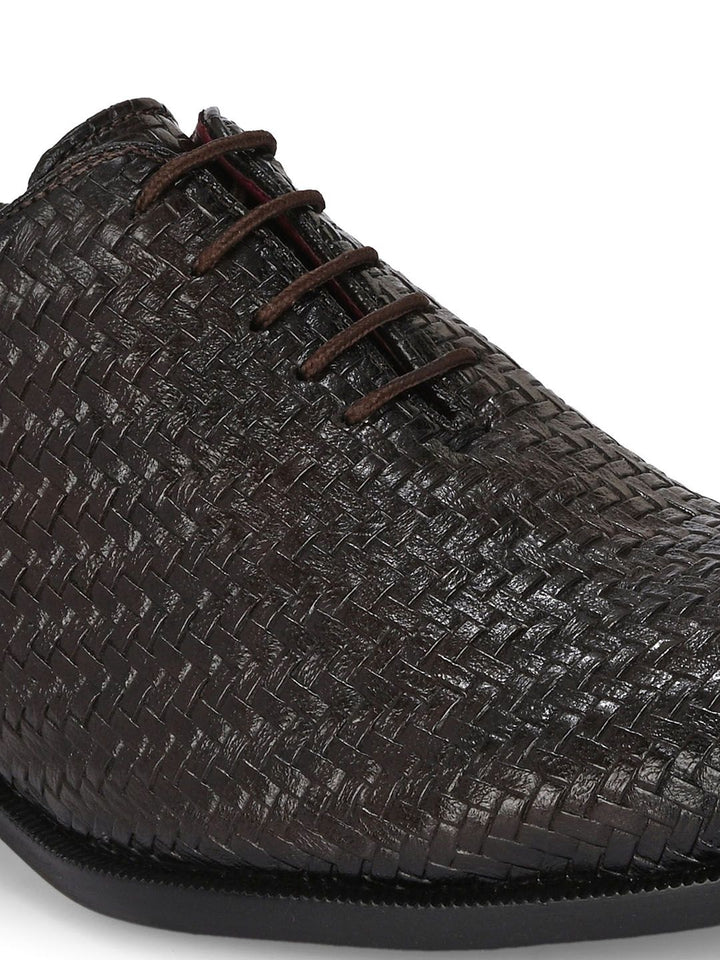 House of Pataudi Men Comfort Fit Textured Formal Derbys Shoes
